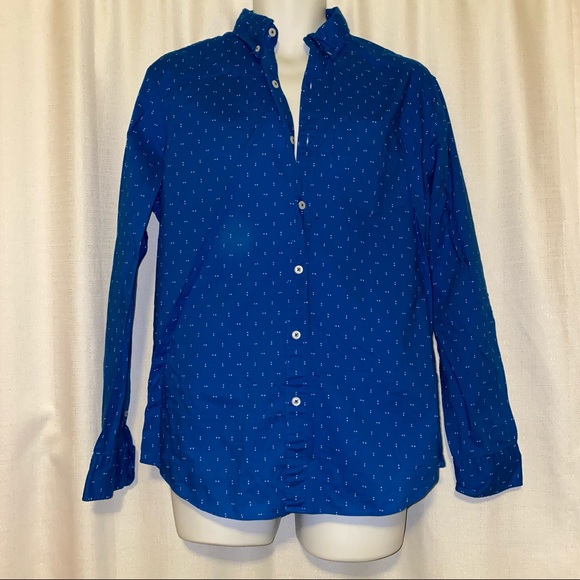 AEO Men’s blue & white button up shirt large - Picture 1 of 15